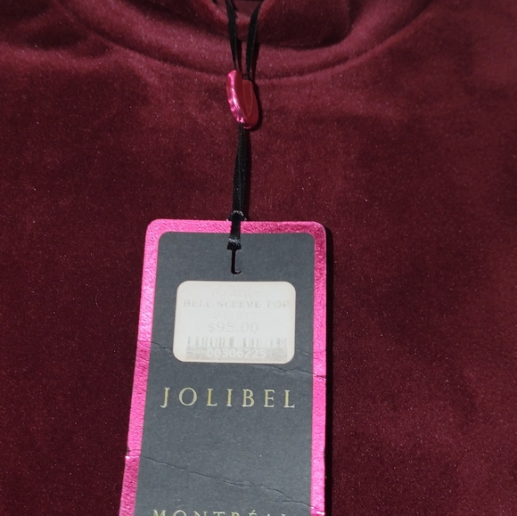 Valentine Day Velour Top M Jolibel Burgundy - Picture 15 of 15